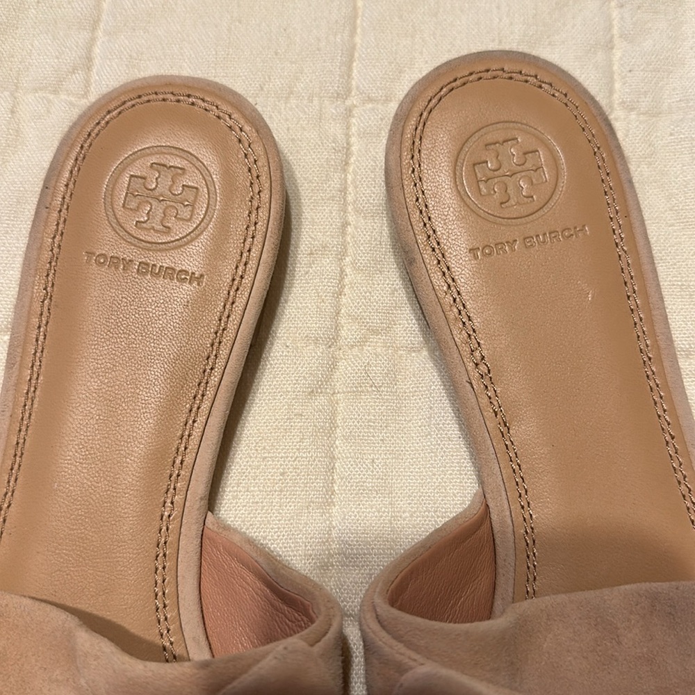 Tory Burch Annabelle Bow Slide, Size 8.5. Tan, Bl… - image 7